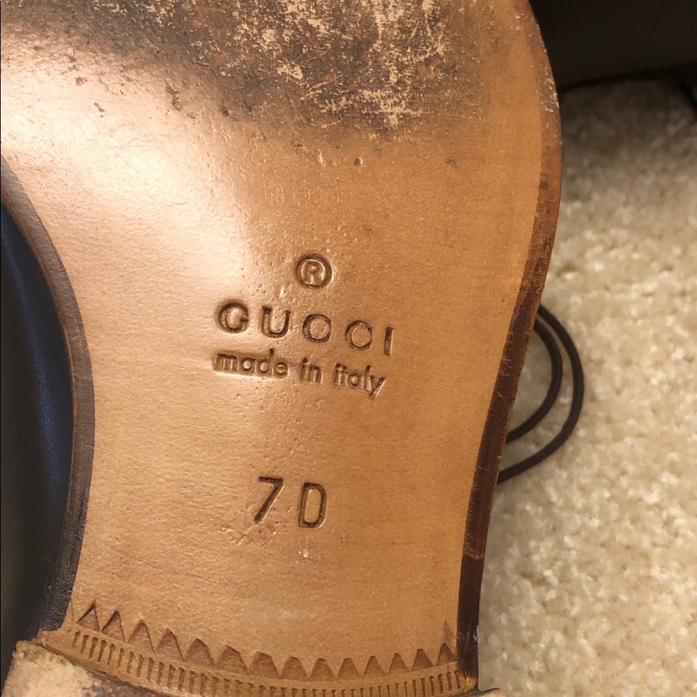 Genuine Gucci Men’s Brown Leather Dress Shoes 7G 8.5USA Lace Oxford 206625 - Picture 5 of 6